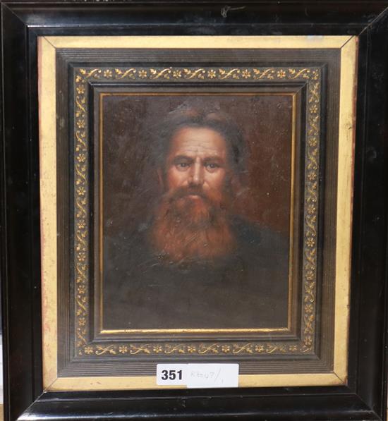 English School, oil on card, portrait of William Holman Hunt 23 x 18cm